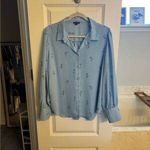 Ann Taylor Sky Blue Floral Blouse